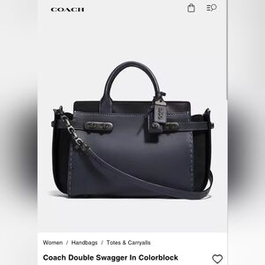 Coach Double Swagger Handbag Style 25497 CB Navy New With Tags Gorgeous